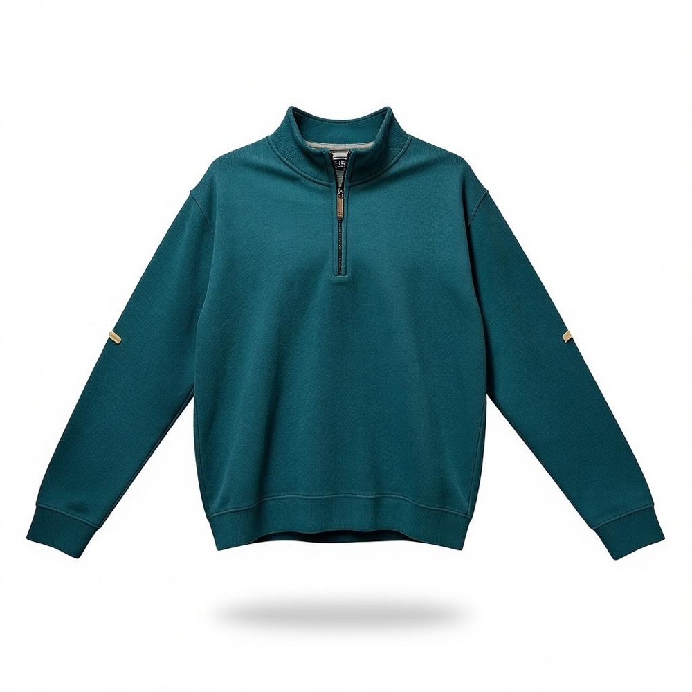 Lands' End Men's Quarter Zip sweater turquoise teal HEATHER L 42-44